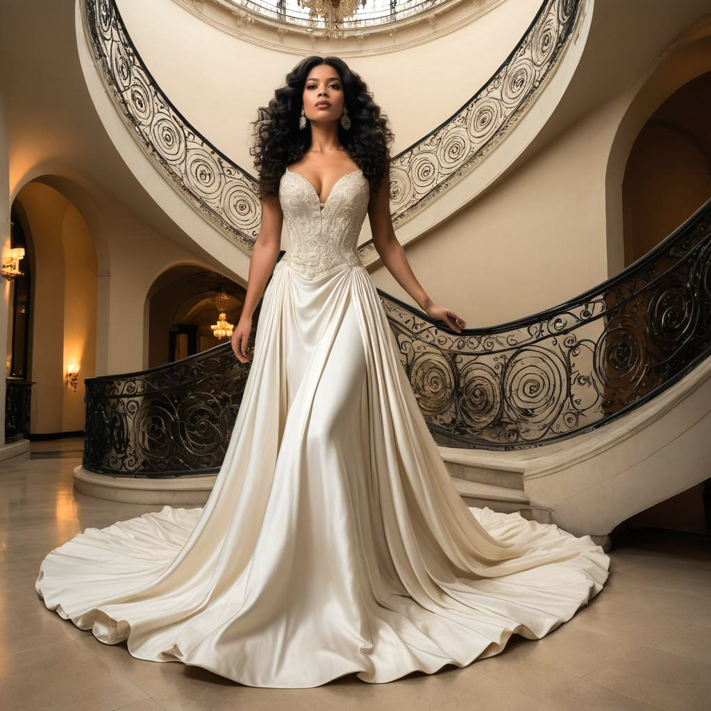 Regal Woman in Elegant Ivory Gown