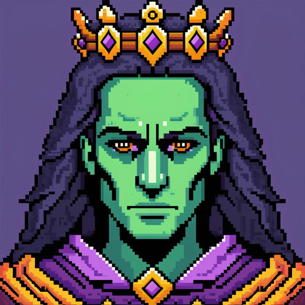 Pixel Art NPC Portrait: Spectral Guardian King