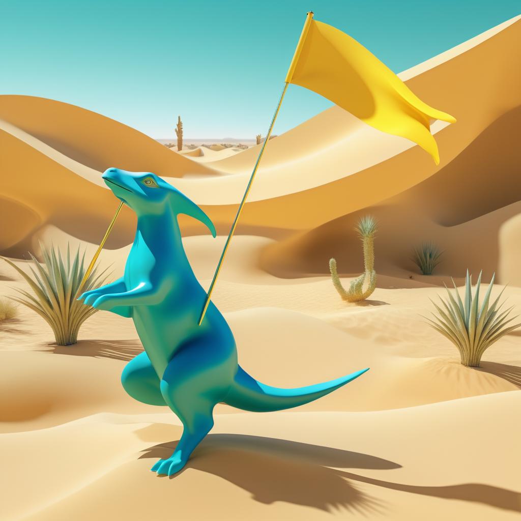 Surreal Animal Transformation in Desert Oasis