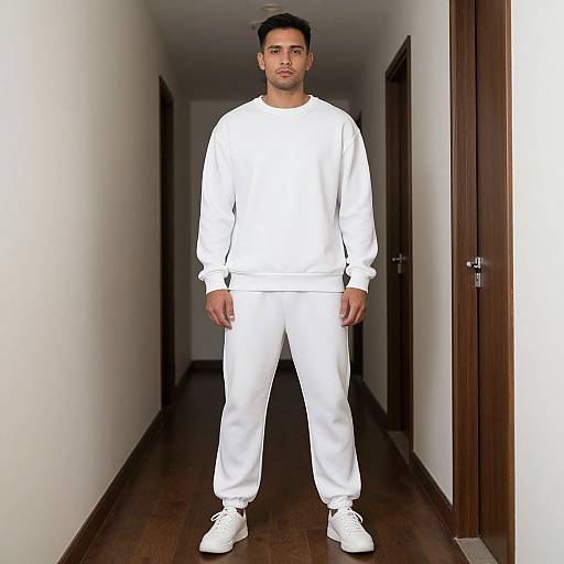 Man in White Sweatpants Set