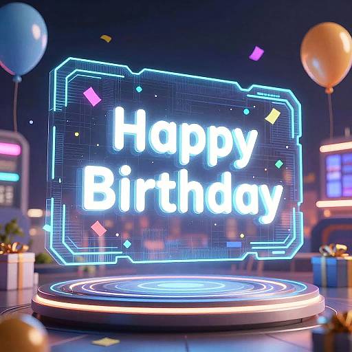 Futuristic AI Birthday Hologram