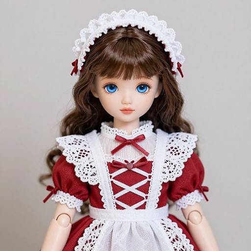 Blue-Eyed Doll in Red Dress
