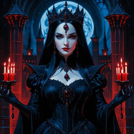 Gothic Dark Sorceress with Red Eyes