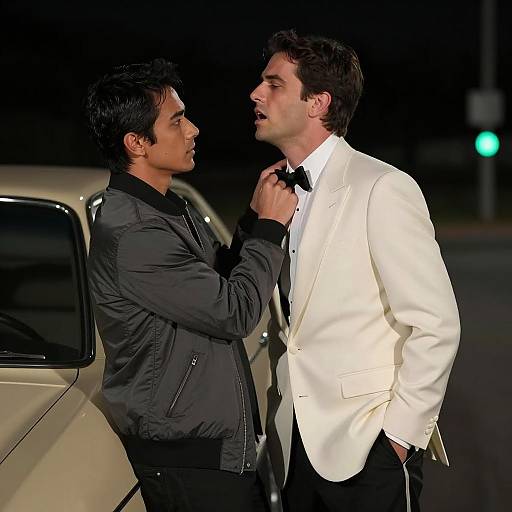 Dramatic Confrontation in Nighttime Scene