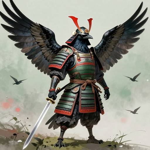 Samurai Crow Warrior in Ornate Armor
