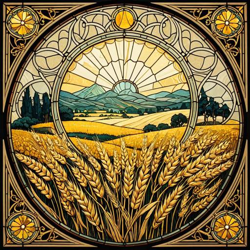 Whimsical Wheat Field Stained Glass Design Whimsical Wheat Field Stained Glass Design