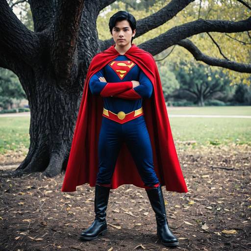 Young Man in Superman Costume Outdoors