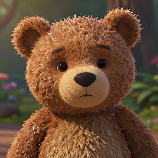 Photorealistic Wet Teddy Bear Close-Up
