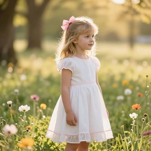 Innocent Girl in Flowing Dress