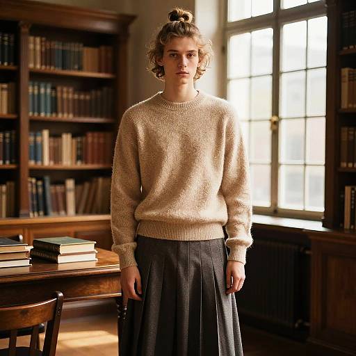 Half-Knot Hair Editorial in Historic Library