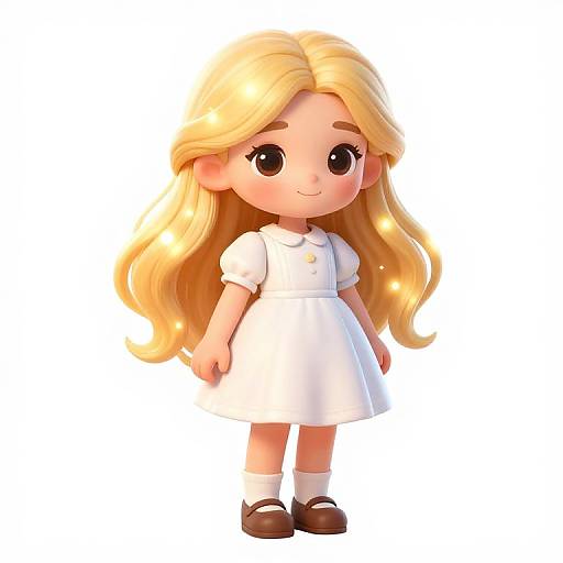 Cute Blonde Student Character Illustration