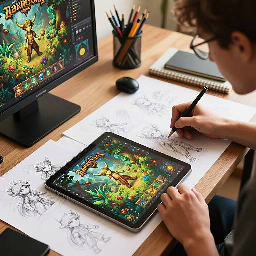 Fantasy Game Cover Art Workspace