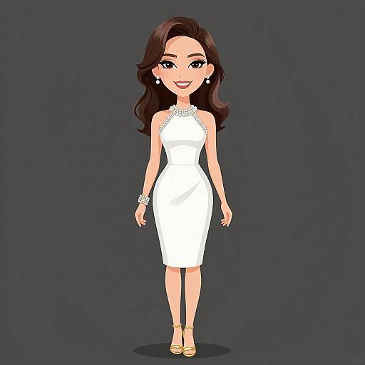 Elegant Woman in White Cocktail Dress