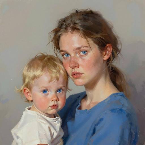 Digital Painting of Woman Holding Child
