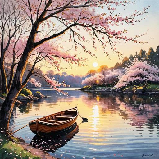 Cherry Blossom Lakeside Sunrise Cherry Blossom Lakeside Sunrise