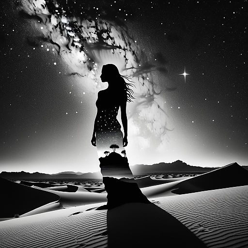 Goddess Silhouette with Starry Night
