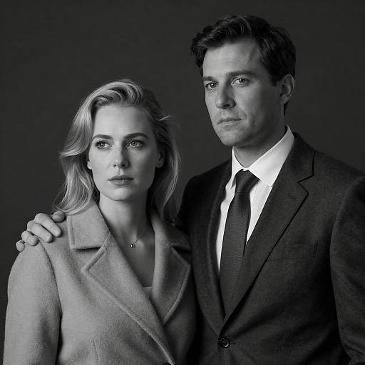 Black and White Portrait of Man and Woman