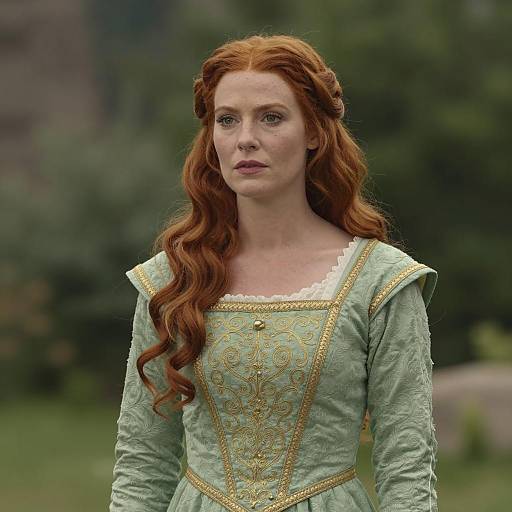 Woman in Green Medieval Dress