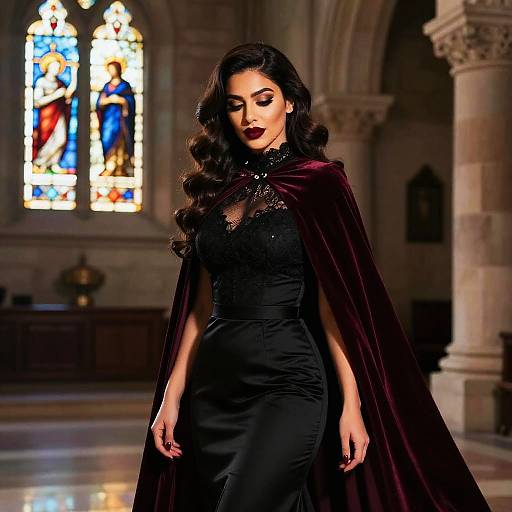 Sultry Middle Eastern Woman in Cathedral