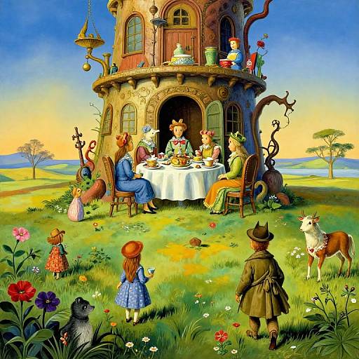 Surreal Tea Party in Dreamscape