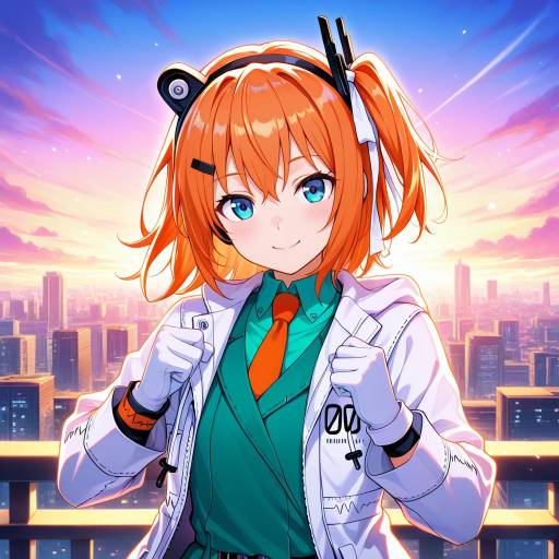 Dynamic Anime Character in Cityscape