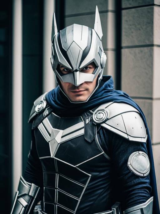 Man in Futuristic Silver and Black Cosplay Armor
