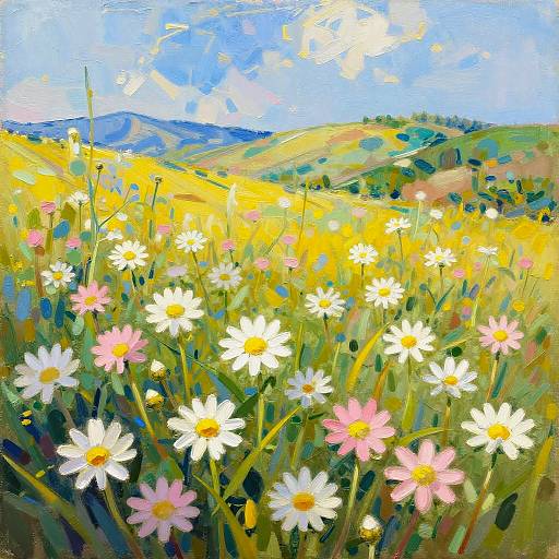 Vibrant Impressionistic Sunny Meadow