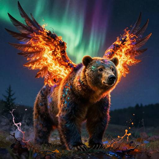 Magic Realism Northern Lights Bear