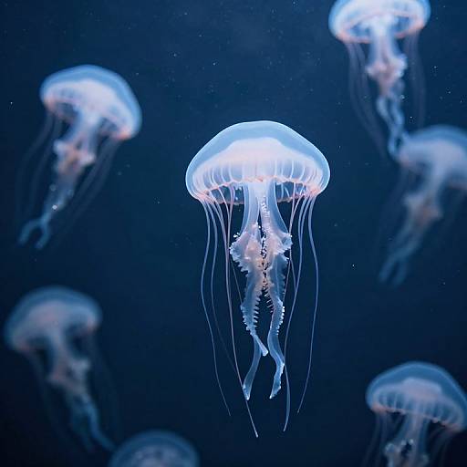 Ethereal Translucent Jellyfish in Abyss