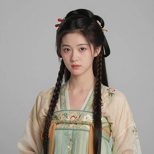 Young Asian Woman in Traditional Han Chinese Attire