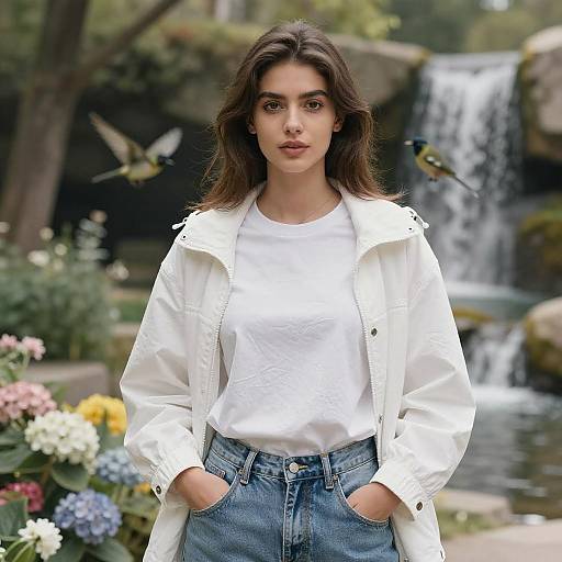 Park Fashion Portrait Brown-Haired Girl