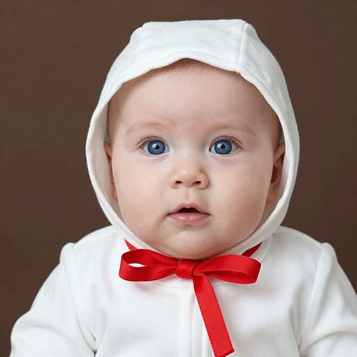 Blue-Eyed Baby in White Outfit