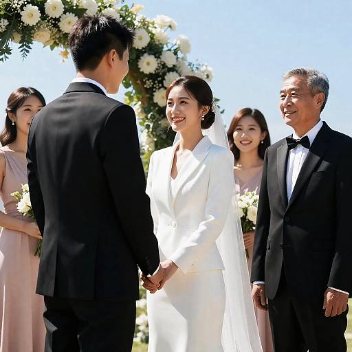 Outdoor Wedding Ceremony with Bride and Groom
