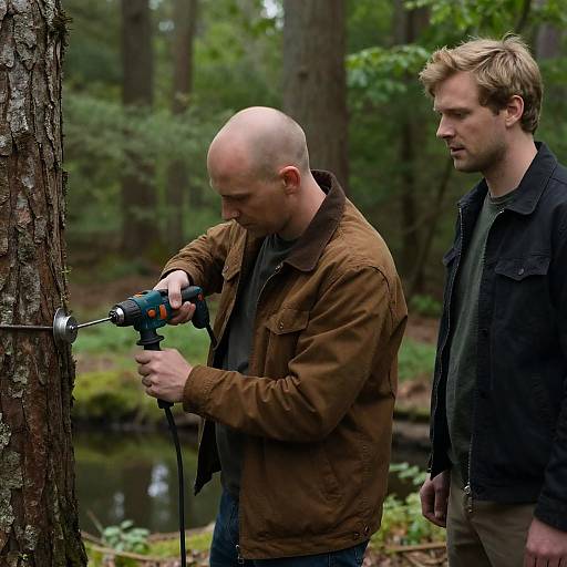 Men Working in a Forest Setting