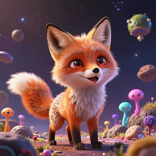 Cosmic Fox on Surreal Alien Planet