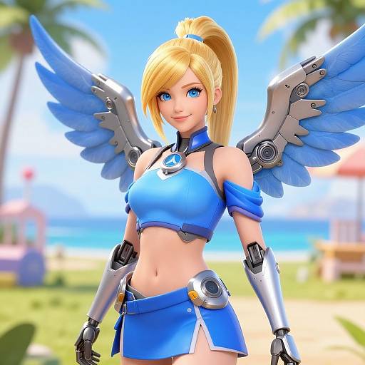 Photorealistic Mercy Overwatch Summer Portrait