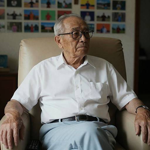 Elderly Man in Casual Living Room