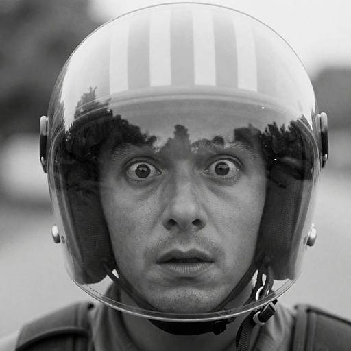 Surprised Man Behind Striped Visor