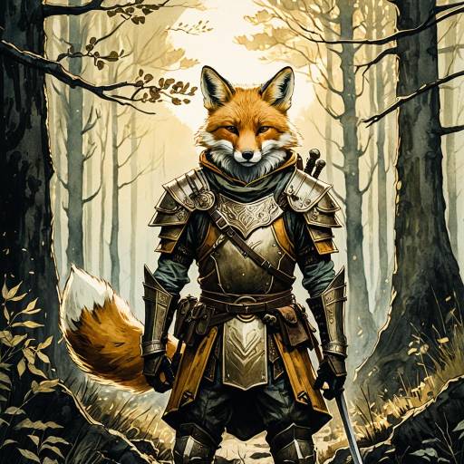 Anthropomorphic Fox Ranger in Forest Armor