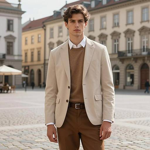 Stylish Young Man in City Square