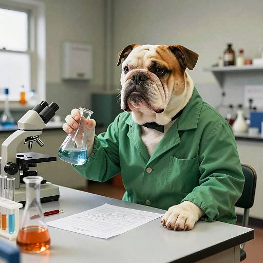 Bulldog Chemist in Vintage Lab