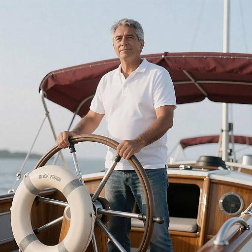 Middle-Aged Man on Sailboat