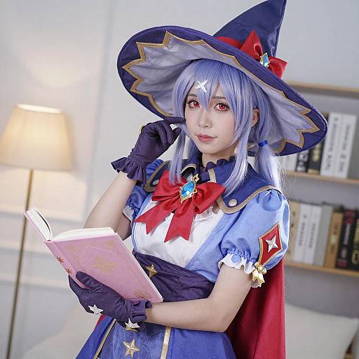 Magical Woman in Blue and Red Cosplay