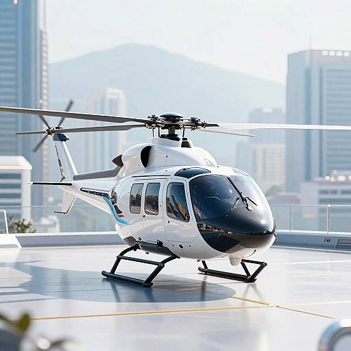 Futuristic Sleek Helicopter on Platform