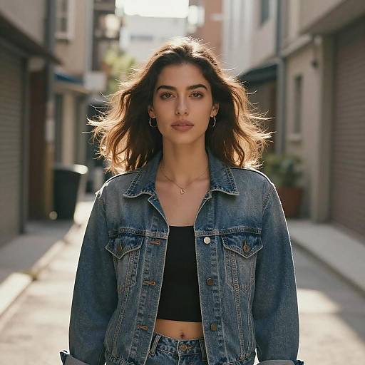 Confident Woman in Urban Alleyway