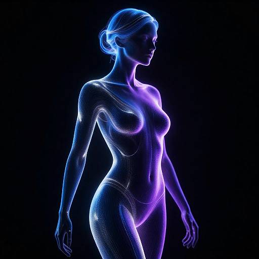 Luminous Futuristic Woman Silhouette