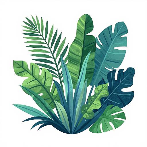 Vector Botanical Illustration of Tropical Plants