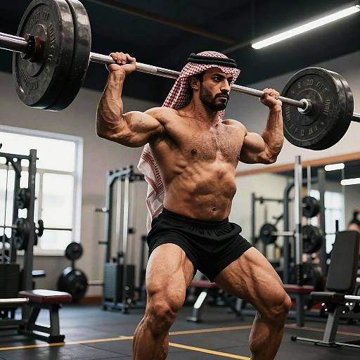 Ultra-Realistic Arab Bodybuilder Lifting Weights