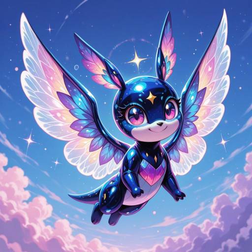 Charming Cherubic Sprite with Sapphire Wings Charming Cherubic Sprite with Sapphire Wings