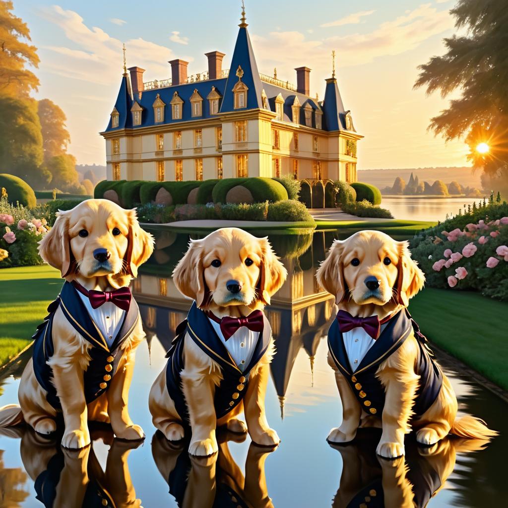 Victorian Puppies: Golden Retrievers in Style